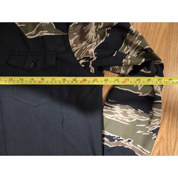Ouku Men Shirt Long Sleeves Size Medium Black and Camo Collared New With Tag - Picture 8 of 8